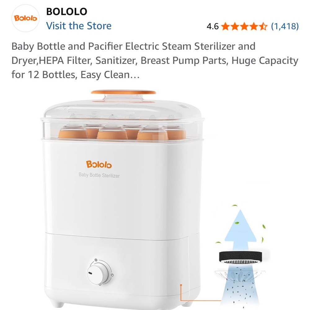 Bololo Baby Bottle Sterilizer and Dryer - White and Orange